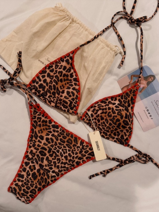 Seamolly Other - Seafolly Leopard Triangle Bikini with Red Trim